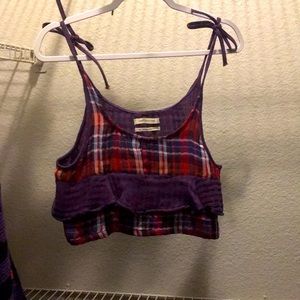 Plaid spaghetti strap crop top